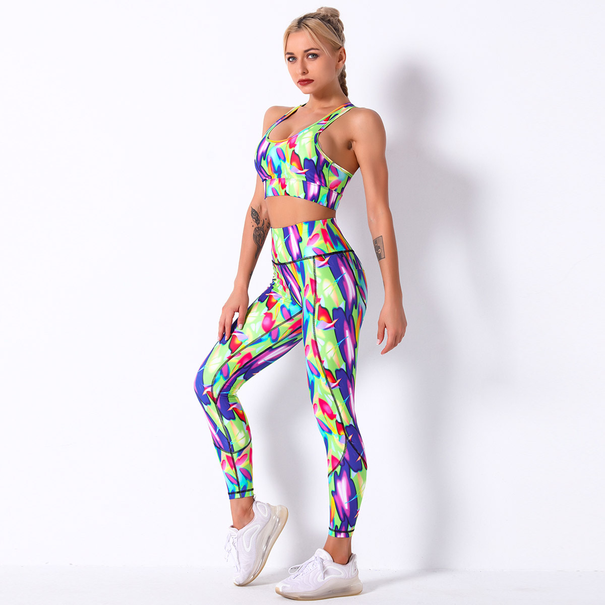 printing shockproof gather yoga suit  NSNS10729