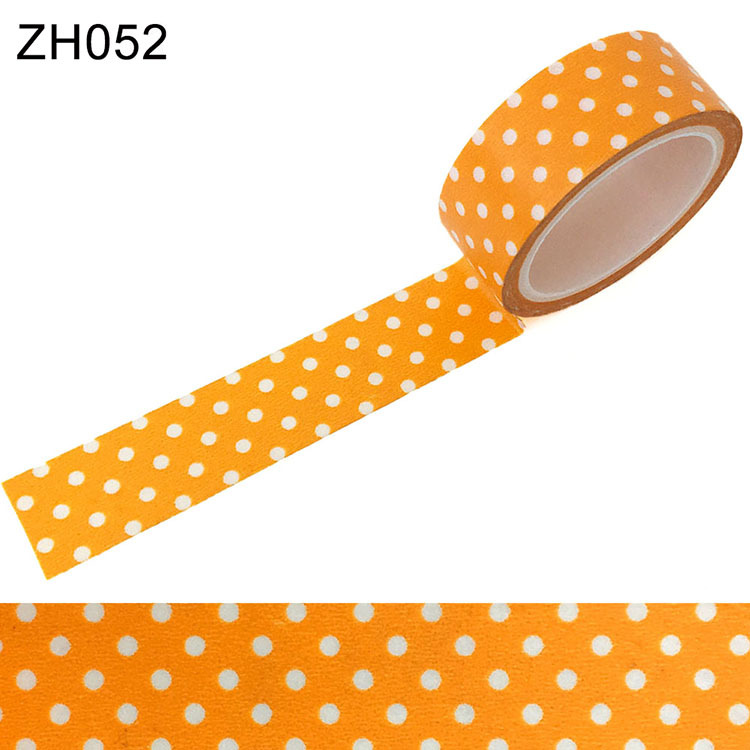 跨境专供特价活力橙黄色白圆波点DIY装饰和纸胶带
