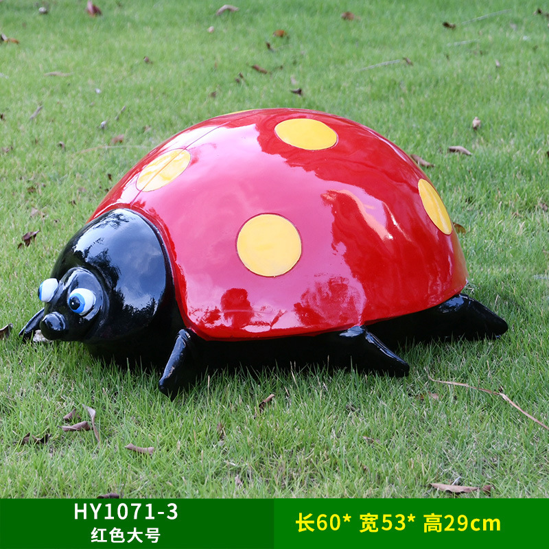 Al Aire Libre flor jardín paisaje simulación mariquita de siete estrellas escultura luminosa Villa patio césped decoración escarabajo adornos