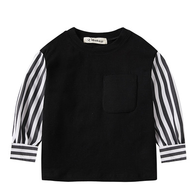 2020春季新款儿童T恤衫棉精品上衣时尚拼色套头衫直销一件代发