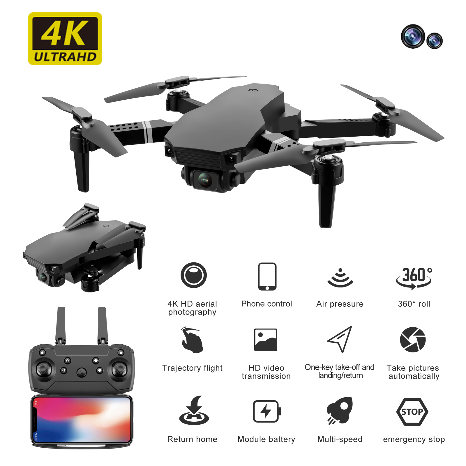 E58pro folding drone 4k HD aerial photog...