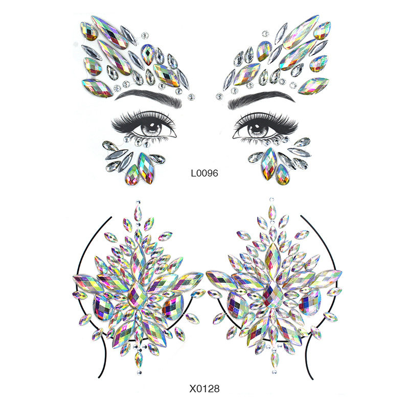 厂家直销 亚马逊爆款天然无毒树脂眉心贴脸贴DIY亚克力水晶纹身贴