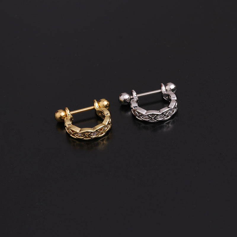 Ear Cartilage Rings & Studs Lady U Shape 316 Stainless Steel  Copper Inlaid Zircon display picture 3