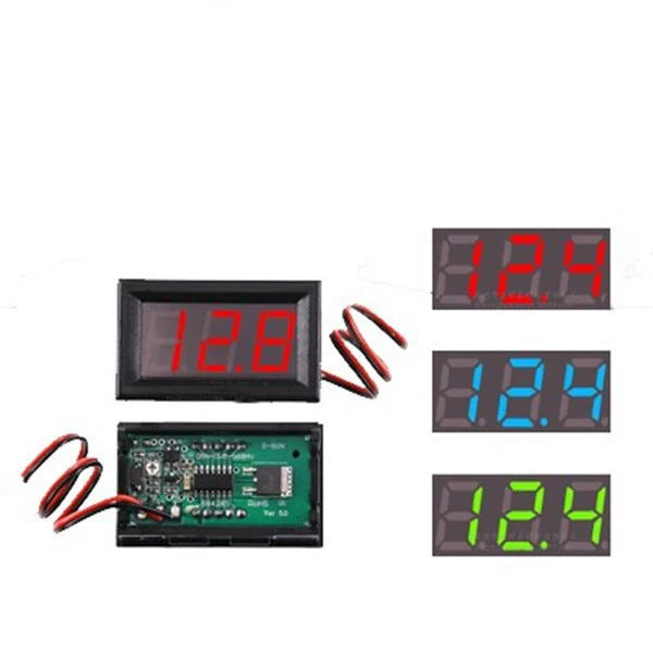 Двухпроводной DC5V-120V Цифровой Вольтметр постоянного тока цифровой вольтметр головка электромобиля счетчик головка антиреверсивное соединение 0,56