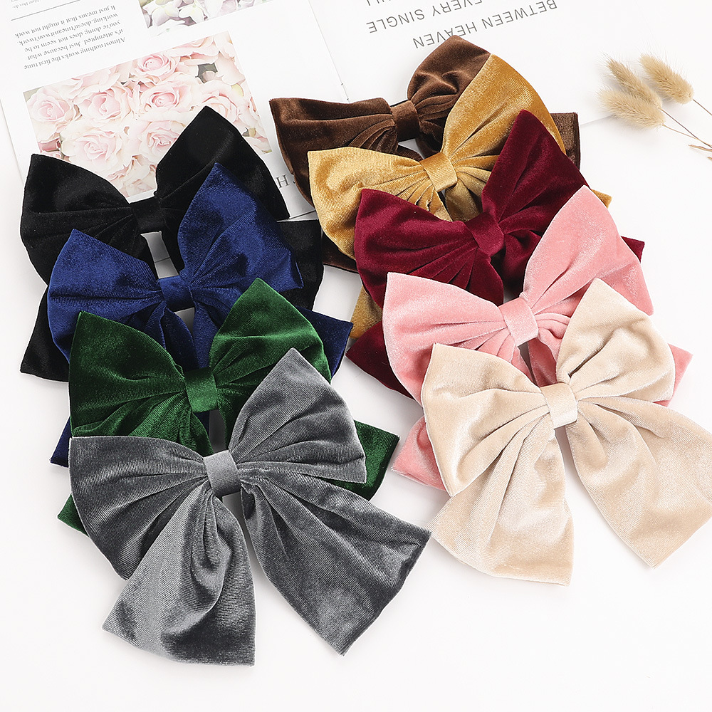 Korea Golden Silk Korea Flanell Big Bow Haars Pange Modische Mädchen Internet Promi Feder Clip Haars Pange 2021 display picture 17