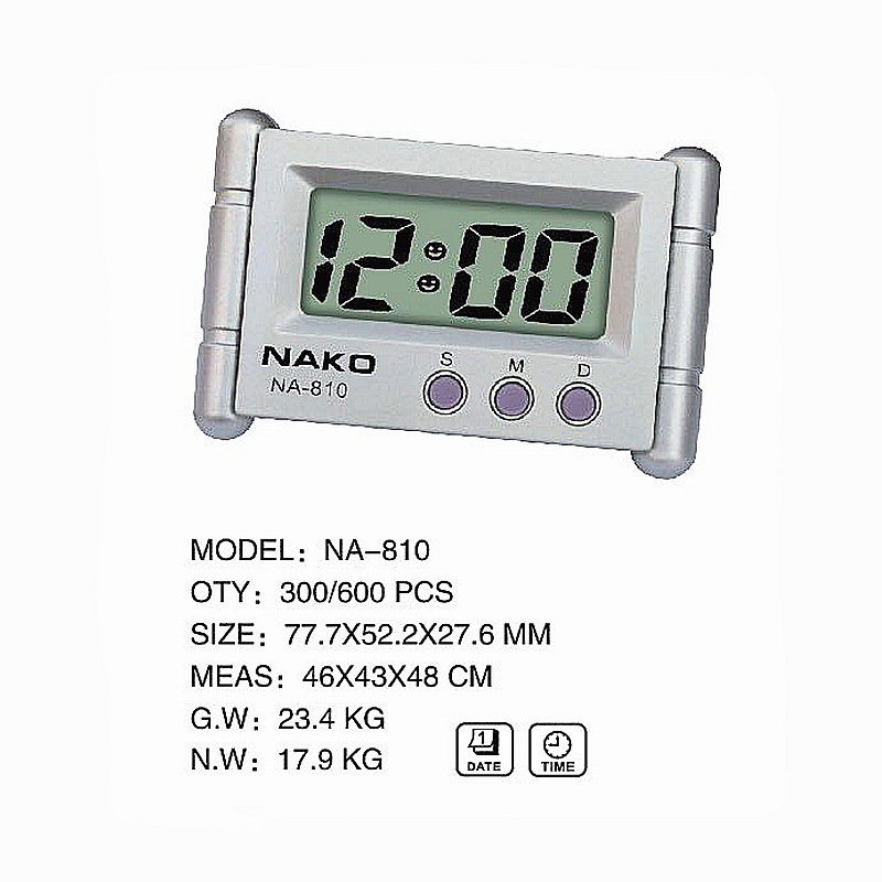 厂家直供 NAKO NA-810 车载钟 小闹钟电子钟 lcd 显示电子钟