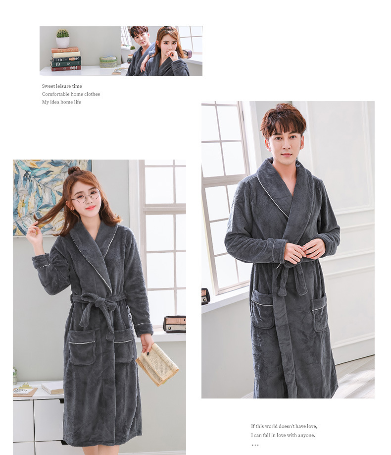 GraceChic GraceChic Autumn And Winter Thickened Flannel Couple's Coral Fleece Pajamas Bathrobe_voghion.com