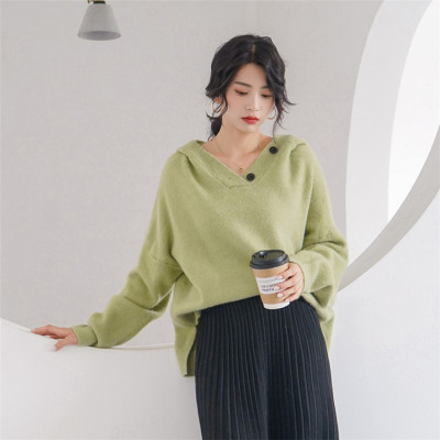 Real shot video Hooded sweater Autumn lady Easy Socket Sweater coat