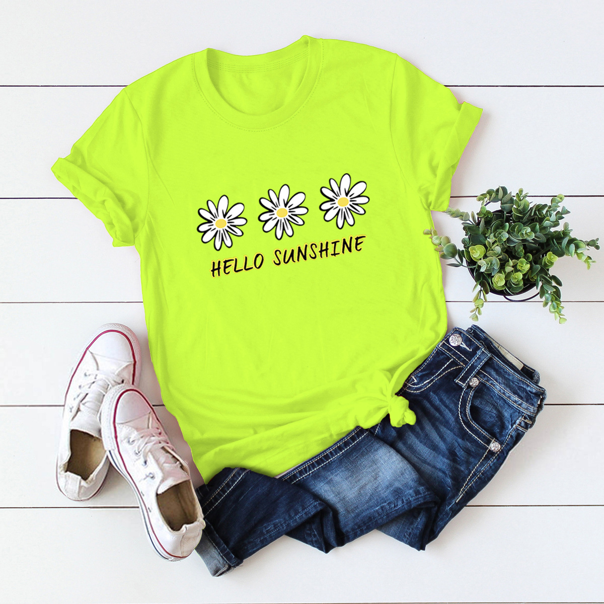  daisy print short-sleeved women s T-shirt NSSN1668