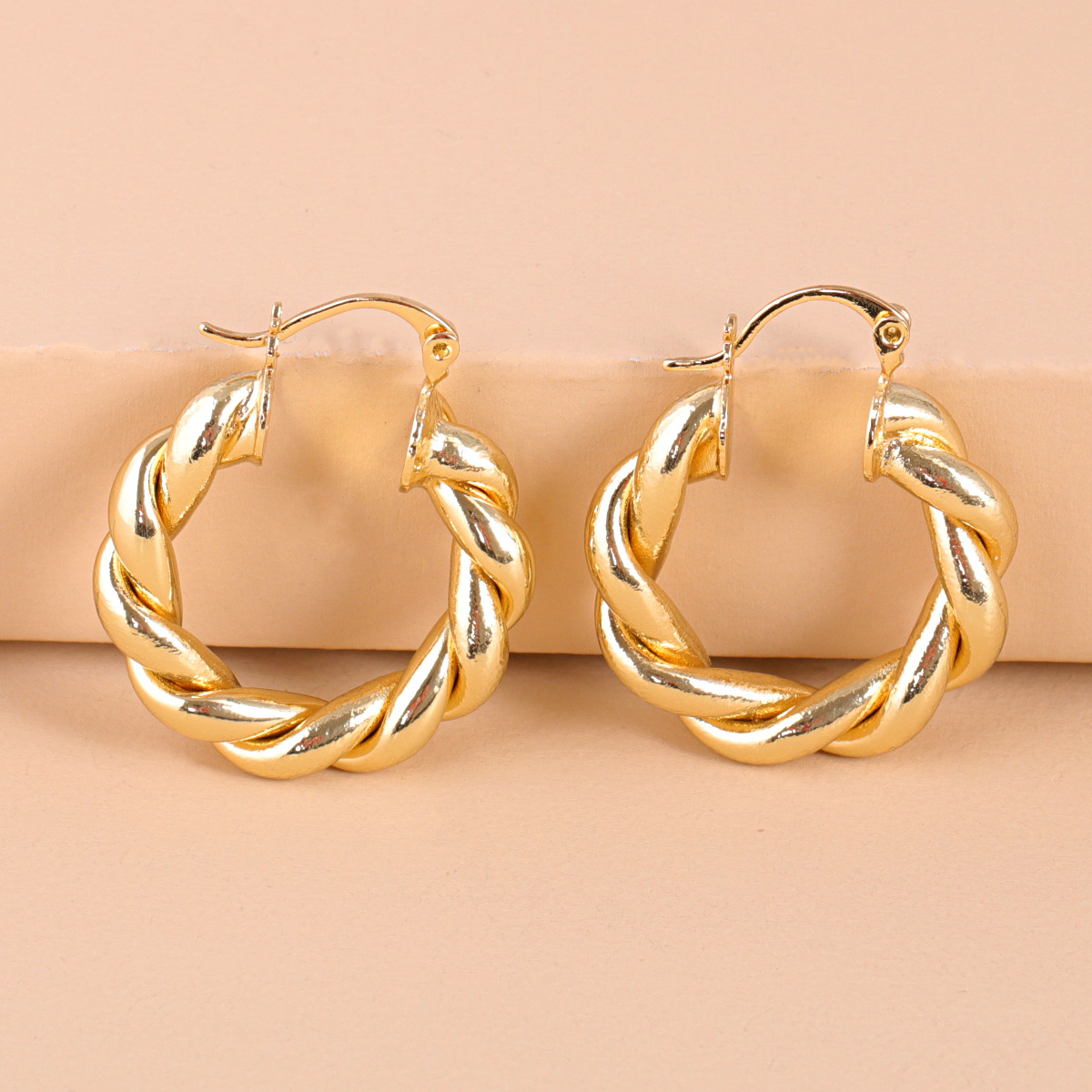 Simple Twisted  Circle Hoop Earrings display picture 2