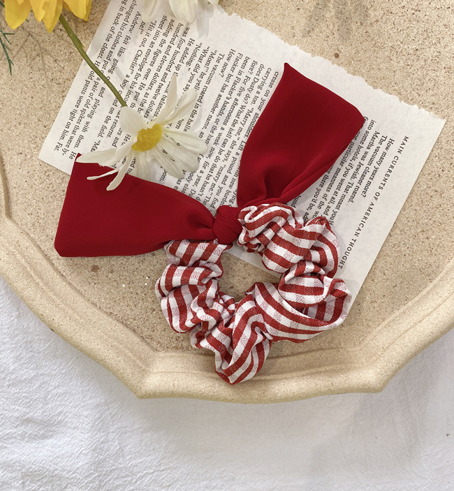 Hair Ring New Plaid Color Cloth Pig Fat Bow Hair Rope Headdress Scrunchies Wholesale display picture 2