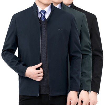 New products man coat spring and autumn Jacket middle age clothes Easy Stand collar zipper business affairs leisure time Middle and old age Dad installed