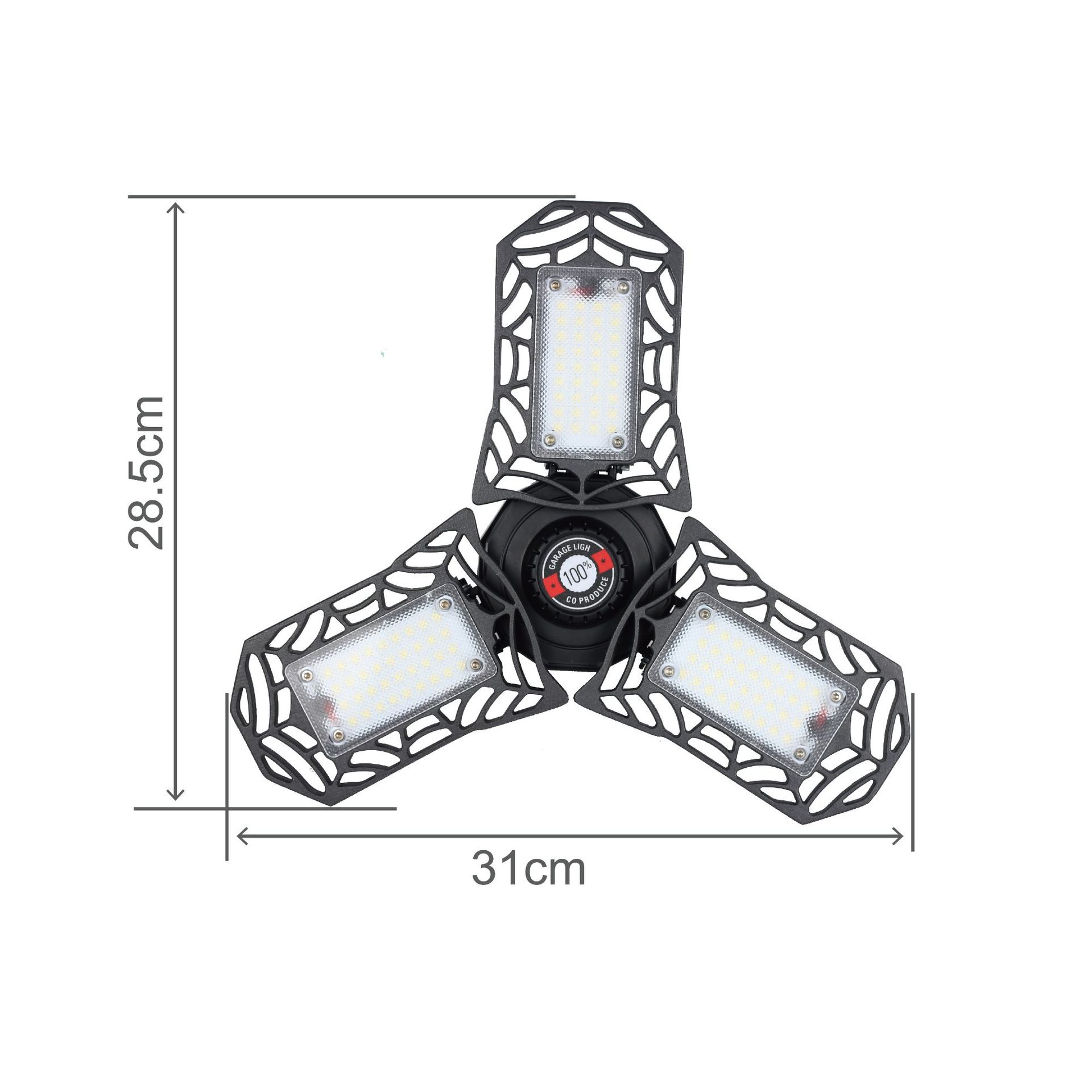 跨境爆款三叶折叠车库灯led仓库灯照明金属款车库厂房车间工作灯
