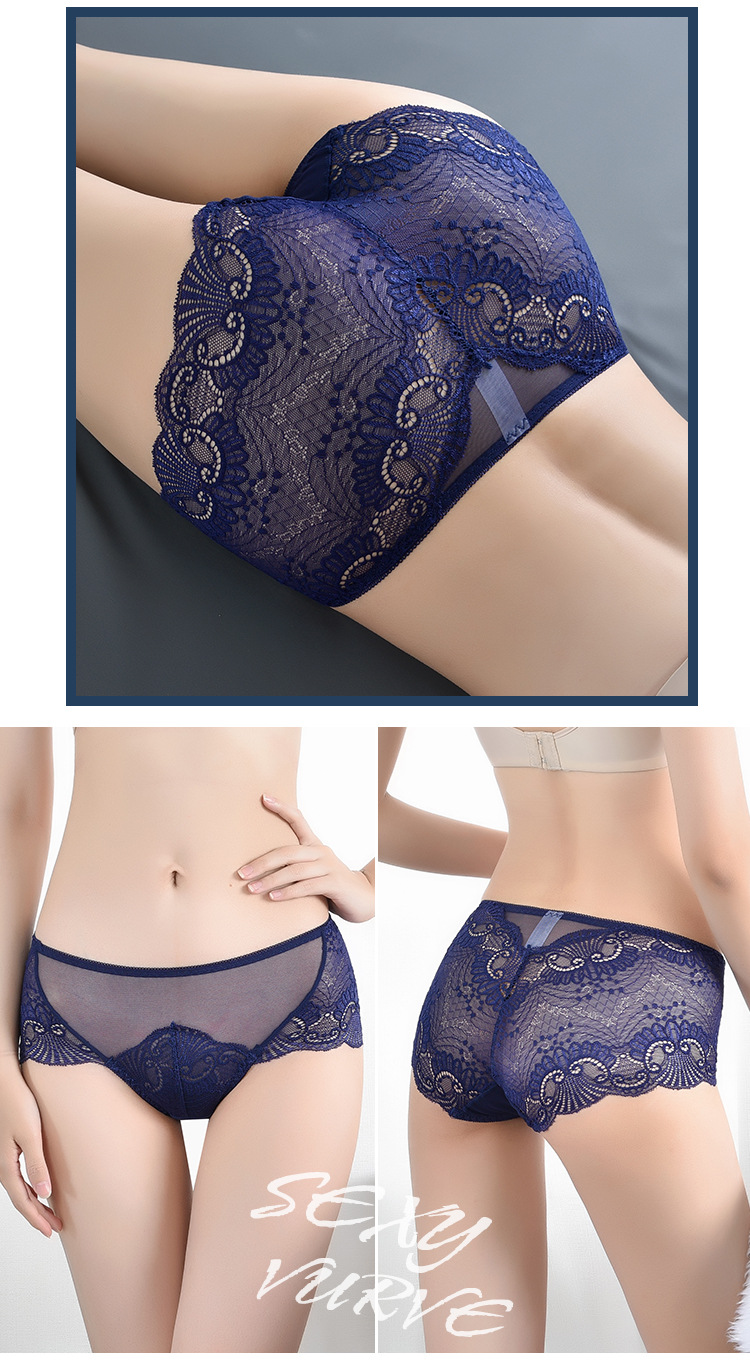 New women's underwear, sexy triangle pants, soft mesh splicing, hot-selling mid-waist lace underwear, factory direct sales detail image 10