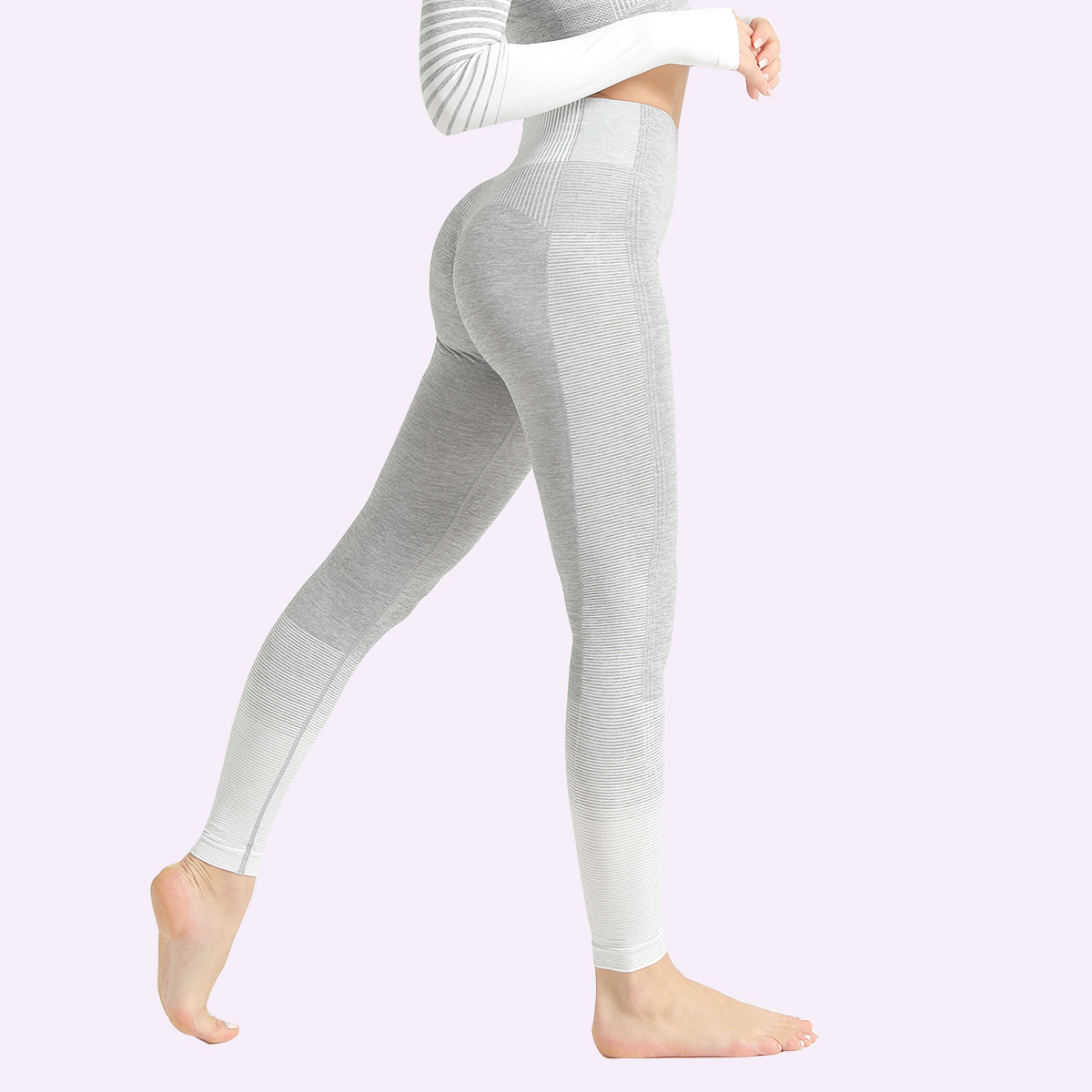 striped knitted yoga fitness yoga pants  NSLX30970