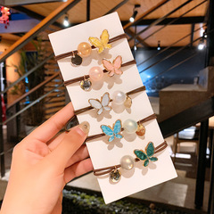 New Ins Candy Color Butterfly Pearl Headband Simple Forest System Women's Hair Tying Band Exquisite Sweet Hair Accessory