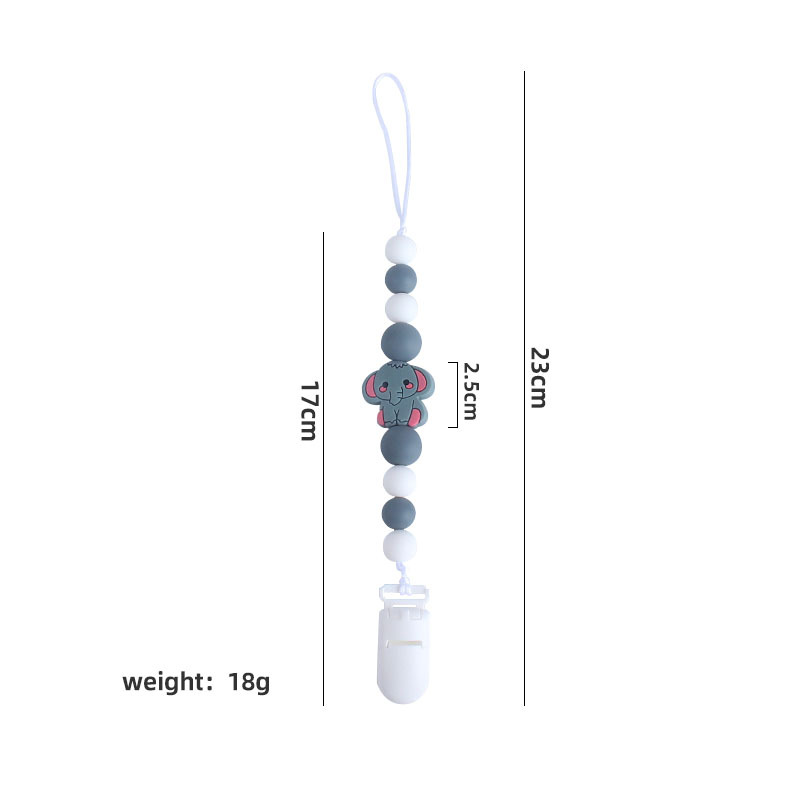 Bebé de plástico chupete clip de bebé calmante silicona elefante chupete cadena anti-gota cadena Amazon nuevo caliente