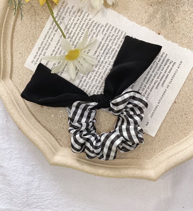 Hair Ring New Plaid Color Cloth Pig Fat Bow Hair Rope Headdress Scrunchies Wholesale display picture 5