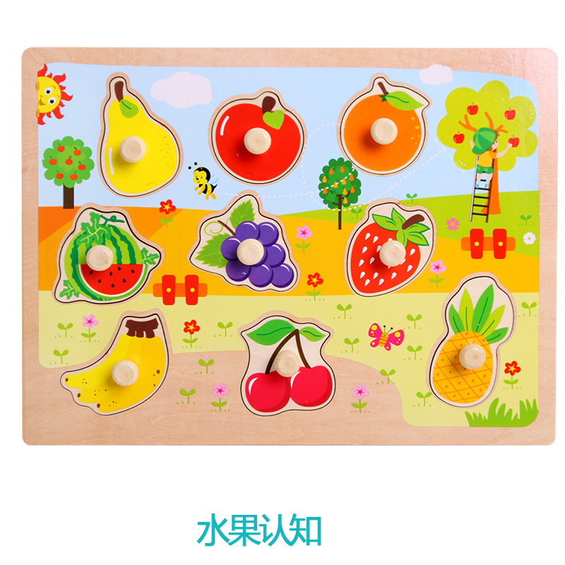 Madera digital animal fruta forma de tráfico cognitivo empuñadura tablero LCM18 niños rompecabezas juguete educativo 0,3