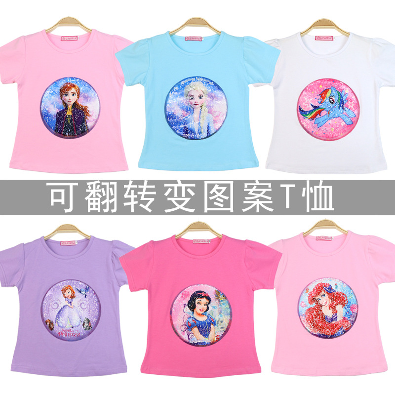 Children's short-sleeved T-shirt girls p...