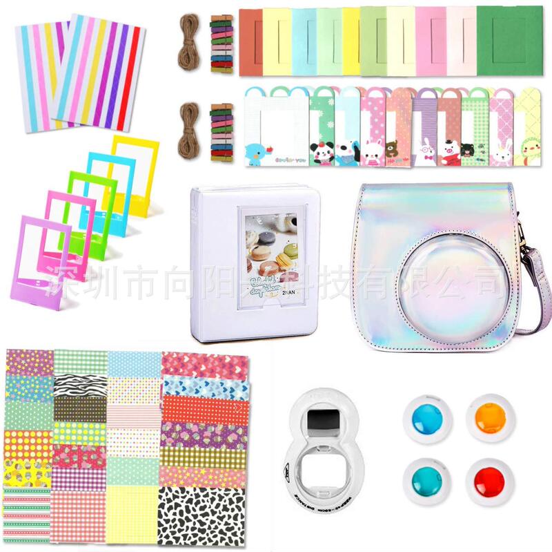 Polaroid camera mini9 8+8 accessories 10-in-1 suit camera bag album Self-shooting mirror filter magic color silver
