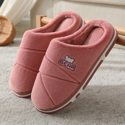 2020新款兔毛棉拖鞋女 秋冬季家居室内厚底防滑保暖毛拖鞋地板拖|ru