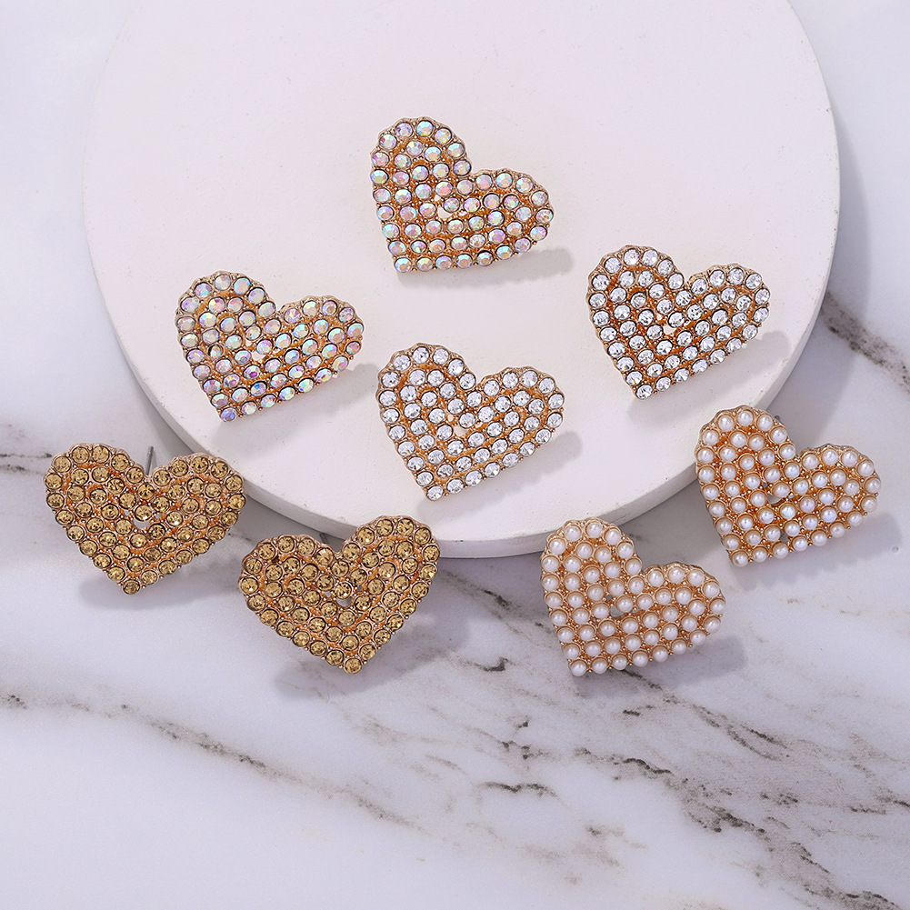 New Alloy With Diamonds Autumn And Winter Multicolor Fashion Peach Heart Earrings display picture 6