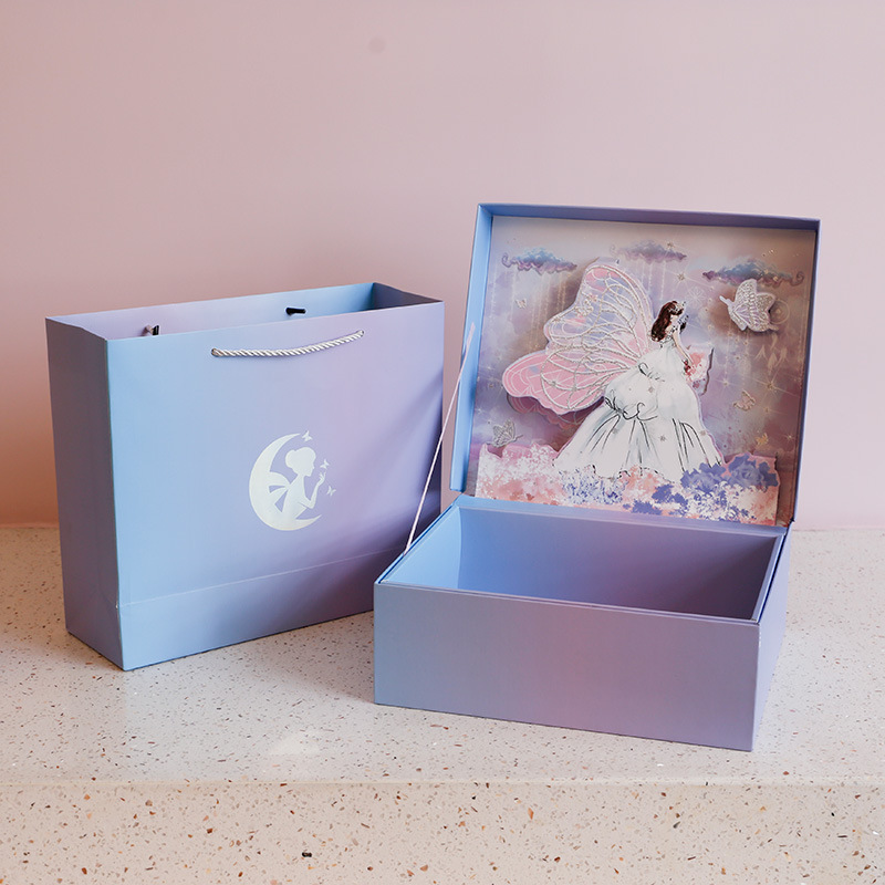공주 나비 (빈 상자); 입체 선물 상자 선물 가방 카드 (32*28*11 cm)
