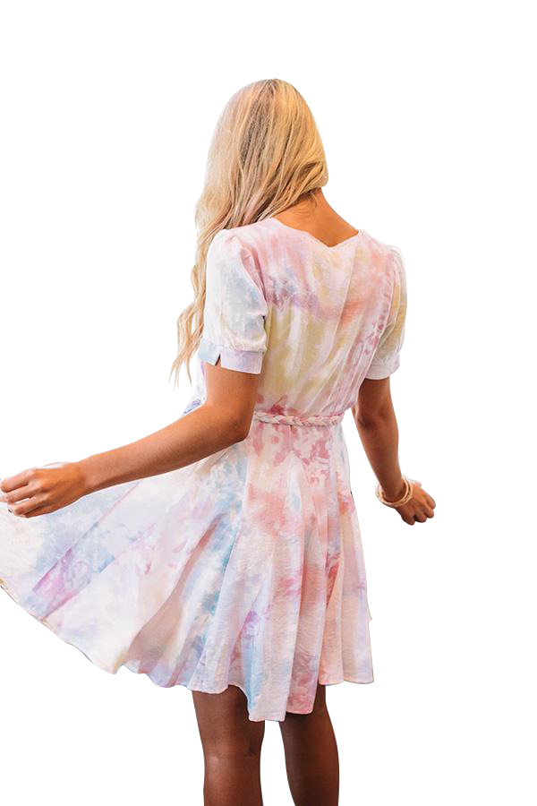 tie-dye short-sleeved loose dress nihaostyles clothing wholesale NSYDY86945