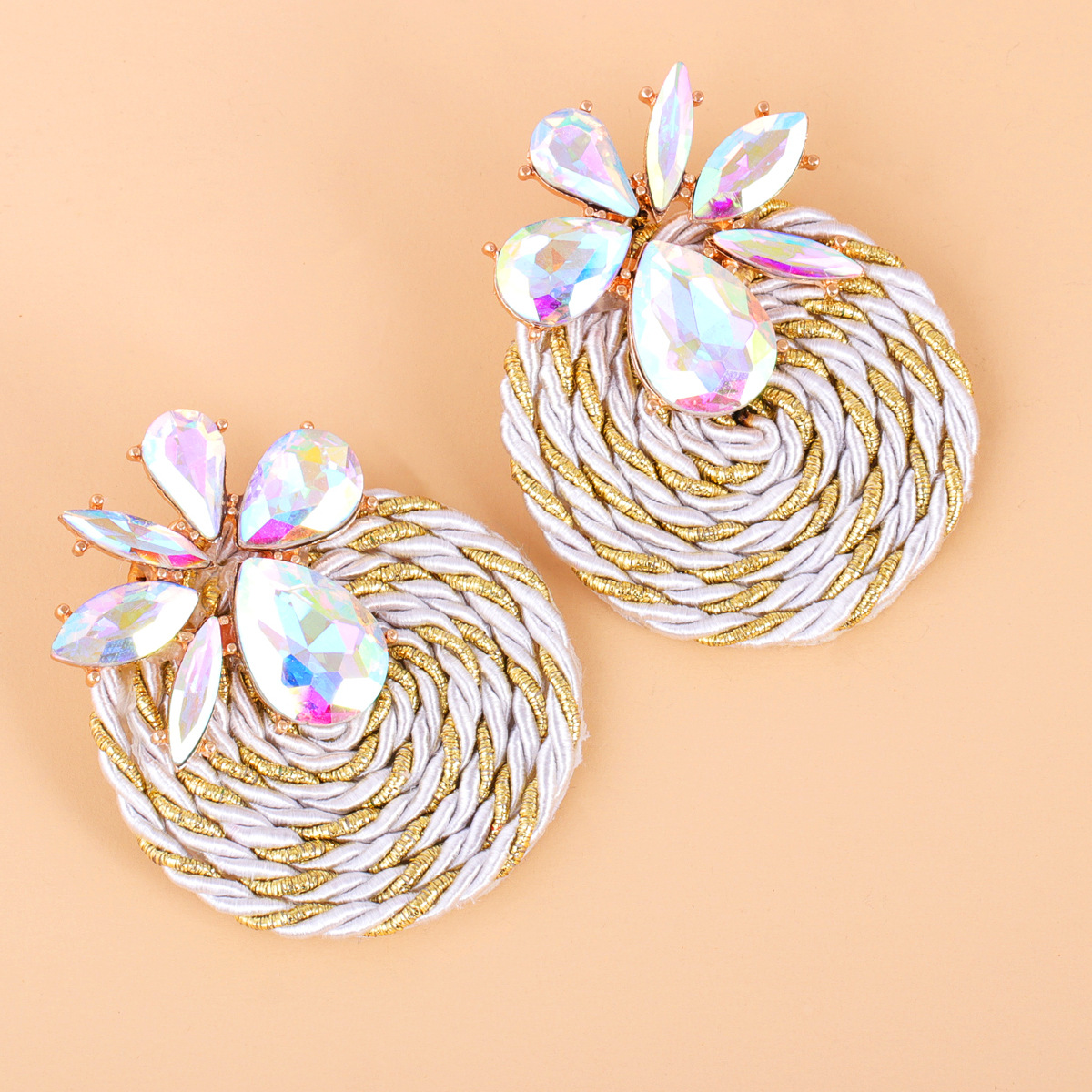 Fashion Rhinestone Round Earrings display picture 3