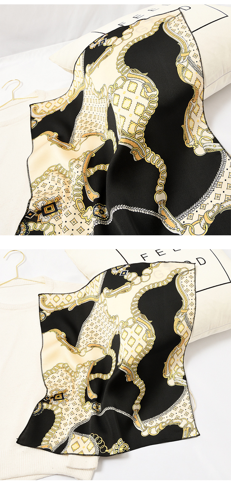 24g Weight Silk Scarf Classification Street Occasion Satin Material Geometric Pattern Spring, Autumn Season Women'S Gender Sweet Style Square Scarf Women's All-match Autumn And Winter Literature And Art Small Silk Scarf Retro Scarf 2