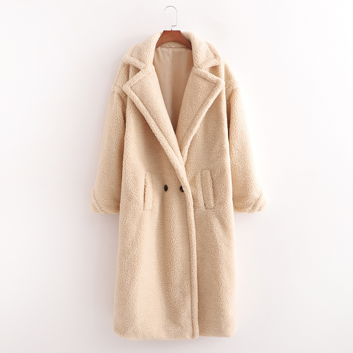 autumn and winter loose mid-length lamb wool coat NSAC14576