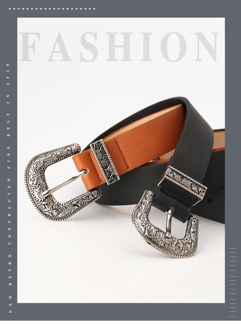 Fashion Carved Buckle  Elegant Retro Pin Buckle Belt Jeans Belt Wholesale display picture 1