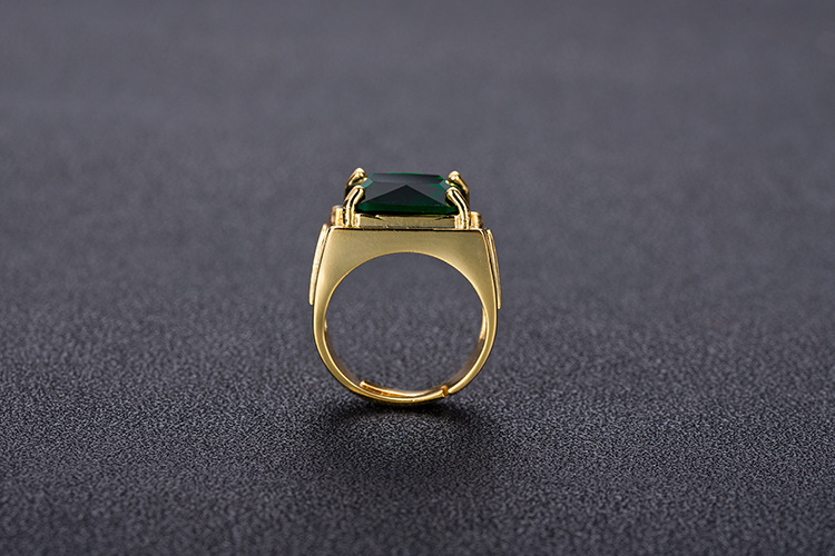 Crossborder popular emerald retro style square ethnic ring gold plated open ringpicture5