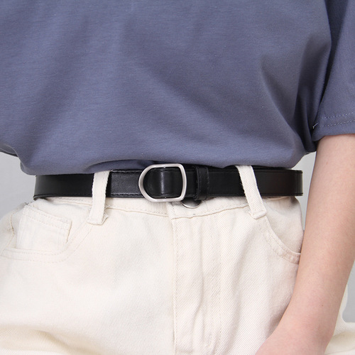 Hollow-Free Belt Women's Denim Jeans, Korean-Style All-Match Waistband—Instagram-Famous, Same Design as Influencers', Black Waistband for Student Skirts