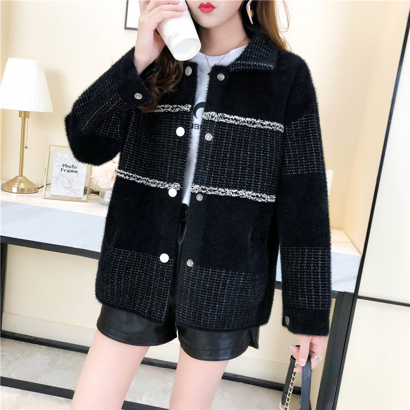 秋款女装新款仿水貂绒外套女针织衫长袖秋冬开衫上衣2020新款|ms