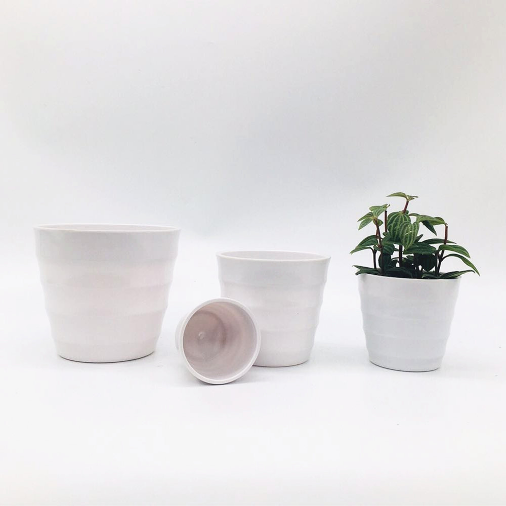 The coarse-textured Y02 series 10-sized faux porcelain plastic flowerpot is made of melamine material, with a solid color scheme and simple design detail image 5