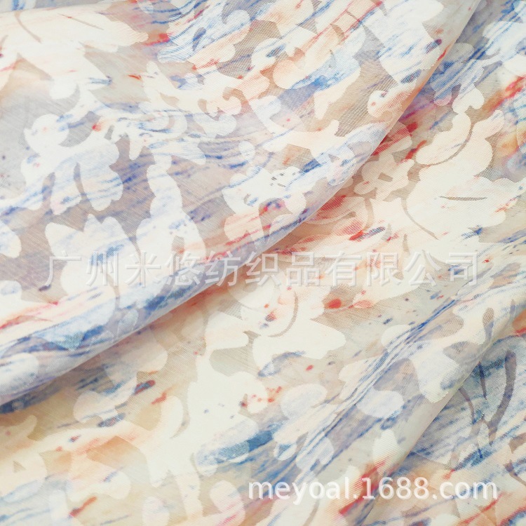 熔岩冰川色系 抽象 鎏金彩色印花 立体祥云烧花 个性现代面料