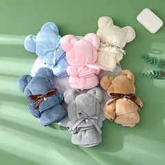 Factory direct supply of coral velvet bear shaped towel wedding gift bear towel 30*30 wedding square towel wholesale
