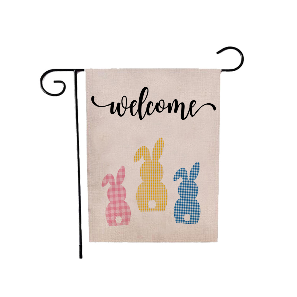 75g Weight Flag Event & Party Supplies 1 Piece, 47*32cm Quantity Linen Material Easter Festival Rabbit, Letter Pattern Cute Style Easter Cute Rabbit Letter Linen Flag Party Supplies Decorations 1 Piece 47*32cm 6