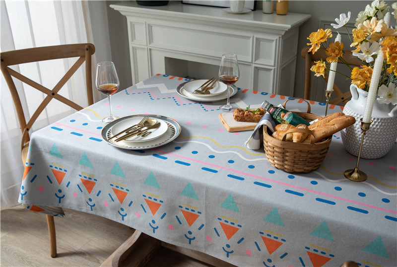 Thickened Polyester Cotton Linen Modern Simple Printed Tablecloth Rectangular Coffee Dining Table Cloth One_voghion.com