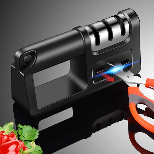 A Four-in-One Handheld Knife Sharpener with a Fast Ceramic Knife Sharpening Rod, Multi-Function Knife Sharpening, Oil Stone, Can Print LOGO