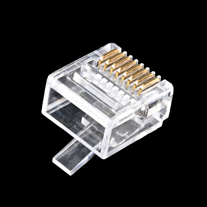 0.5铜金片透明水晶头 RJ45短体8P8C两件式单排线径 非屏蔽水晶头