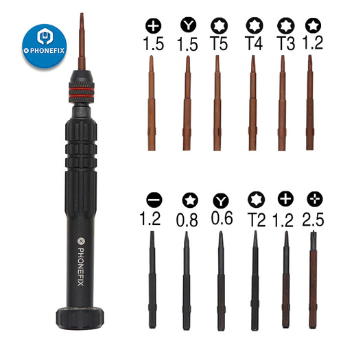 Aluminum alloy handle screwdriver, mobile phone repair and disassembly tool, one-word triangle five-star cross bit set recommended