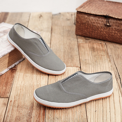 Old Beijing Style Cloth Shoes, Square-Toe Casual Black Low-Top Solid Color Cotton Shoes, Durable and Slip-Resistant Work Shoes