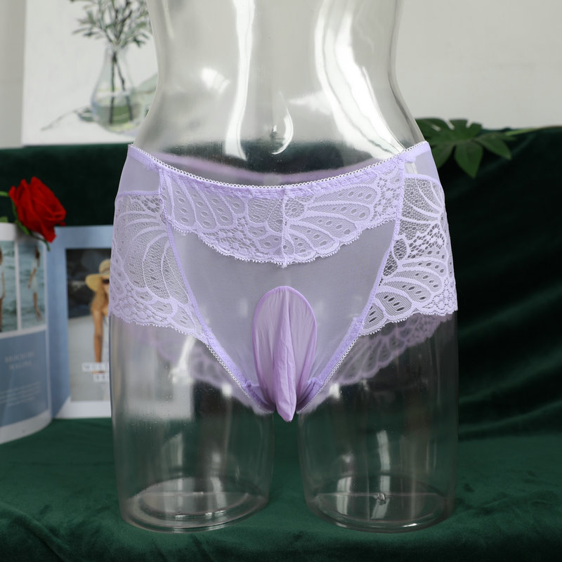 One-piece low waist lace underwear men's jj set sexy ultra-thin stockings underwear fully transparent mesh underwear