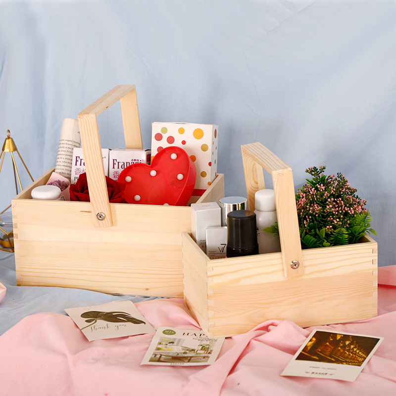 创意木质提篮伴手礼结婚木盒 伴郎小礼盒木糖盒