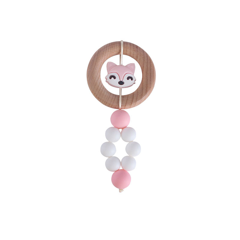 Bebé creativo Beech anillo juguete teether nueva historieta Fox silicona teether palo Amazon caliente