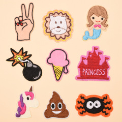 Cartoon embroidery fabric patches, clothing accessories computer embroidery animal patches with backing adhesive, can be sewn or ironed on