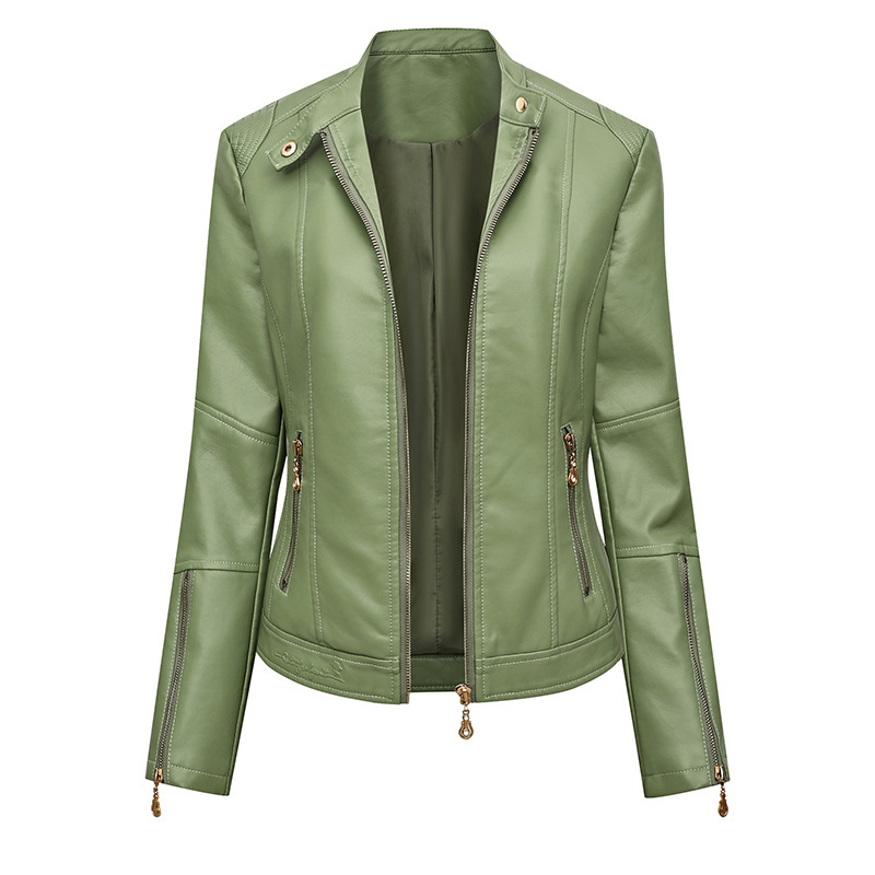 Cross-Border New Slim-Fitting Women's Leather Jacket Factory Fashionable Versatile Short Casual Versatile Slim Fit